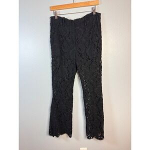 Proenza‎ Schouler Black Lace flare  Pants Size 6 Silk Blend Lined
